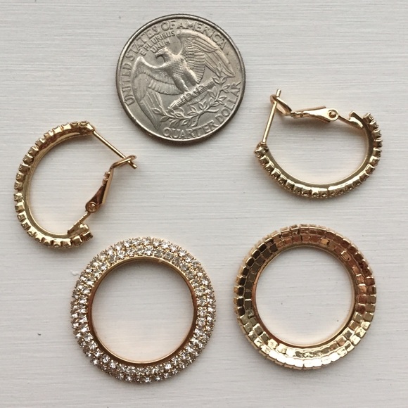 ⚜️[𝟯/$𝟮𝟴]⚜️Golden Crystal Circle Earrings NEW - Picture 6 of 8